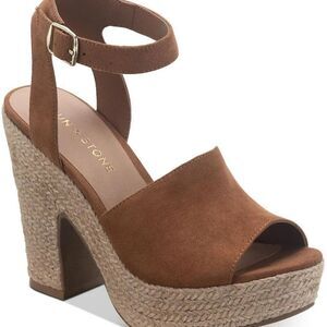 Sun + Stone Womens Fey Faux Suede Ankle Strap Heels Size 7.5 M